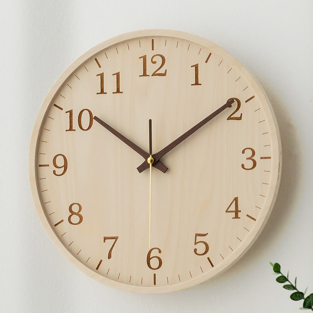국산 플라이토 자작나무 무소음 벽시계 브라운 29cm