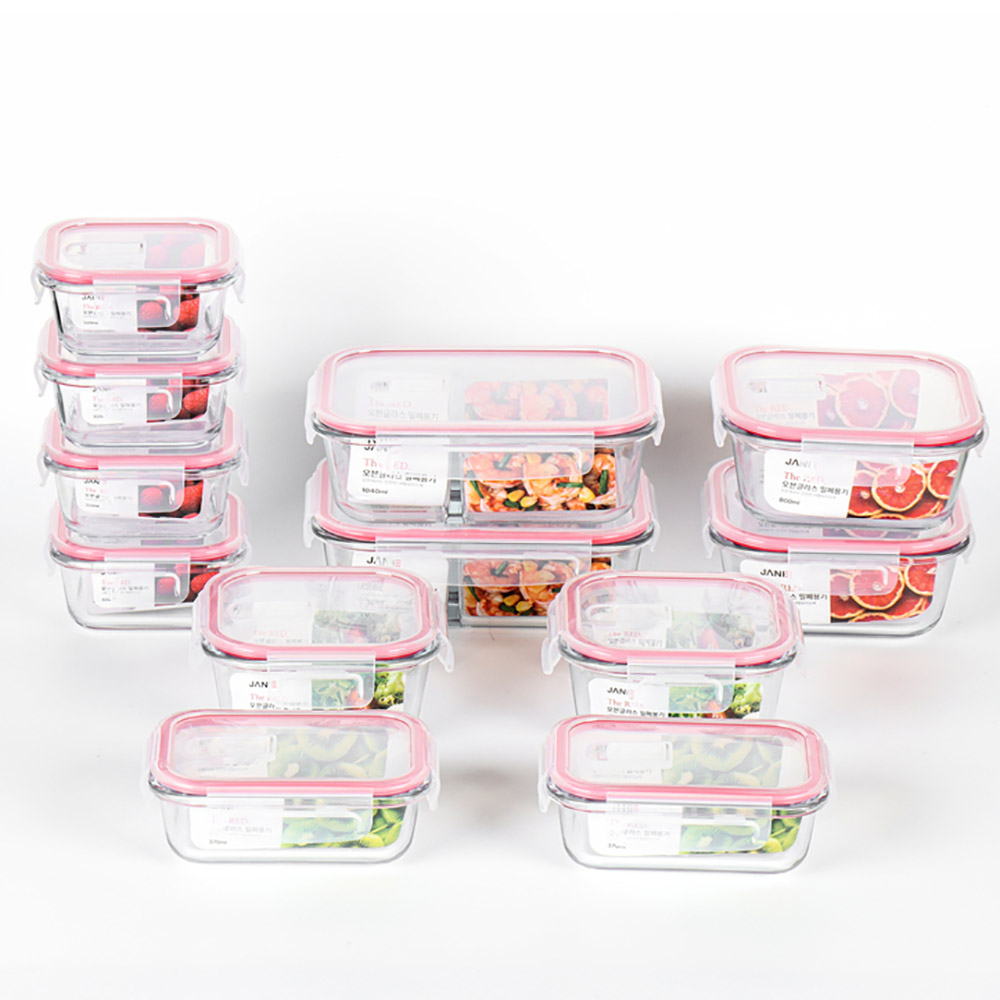[제이니] 더 레드 오븐글라스 밀폐용기 12종(24P)