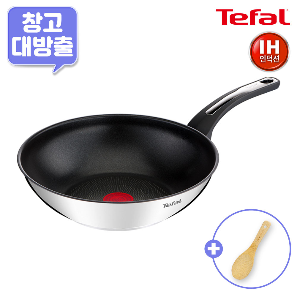 [11월한정특가] [창고대방출] [테팔] 프리미엄 인덕션 써모퓨전 스텐 웍팬 28cm+[사은품] GF 나무주걱