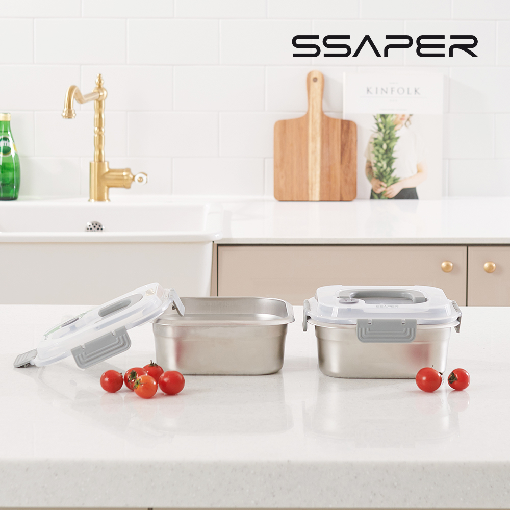 셰퍼 스퀘어락 데일리 스텐 밀폐용기 2종 세트(1800ml*2ea)