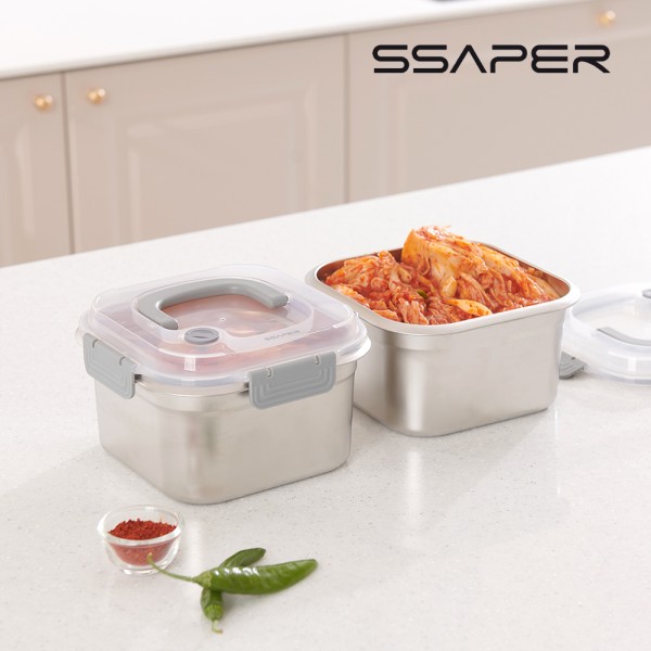 셰퍼 스퀘어락 패밀리 스텐 밀폐용기 2종 세트(2500ml*2ea)