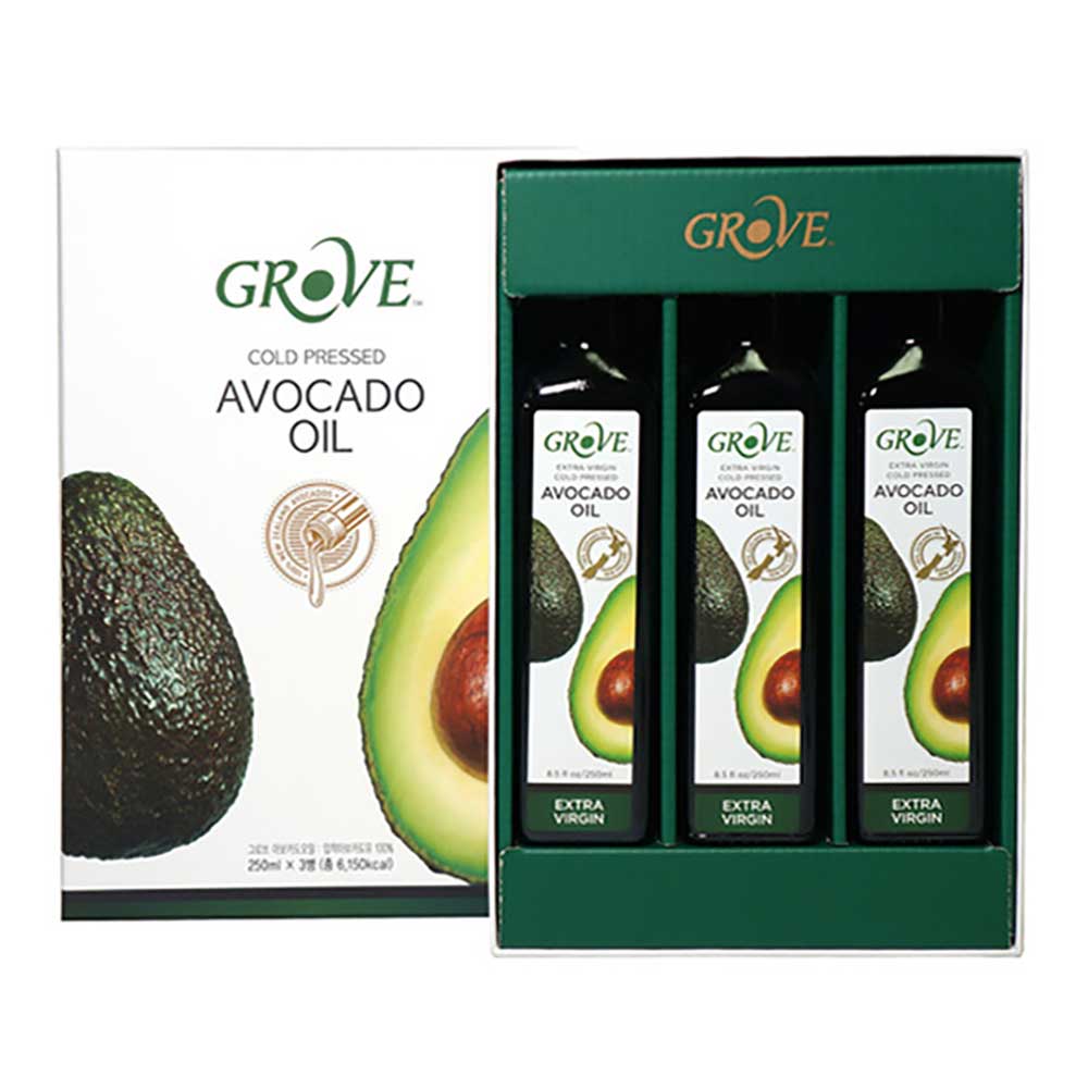 GROVE 그로브 아보카도 오일 엑스트라버진 250ml x 3p세트 (전용패키지 포함)