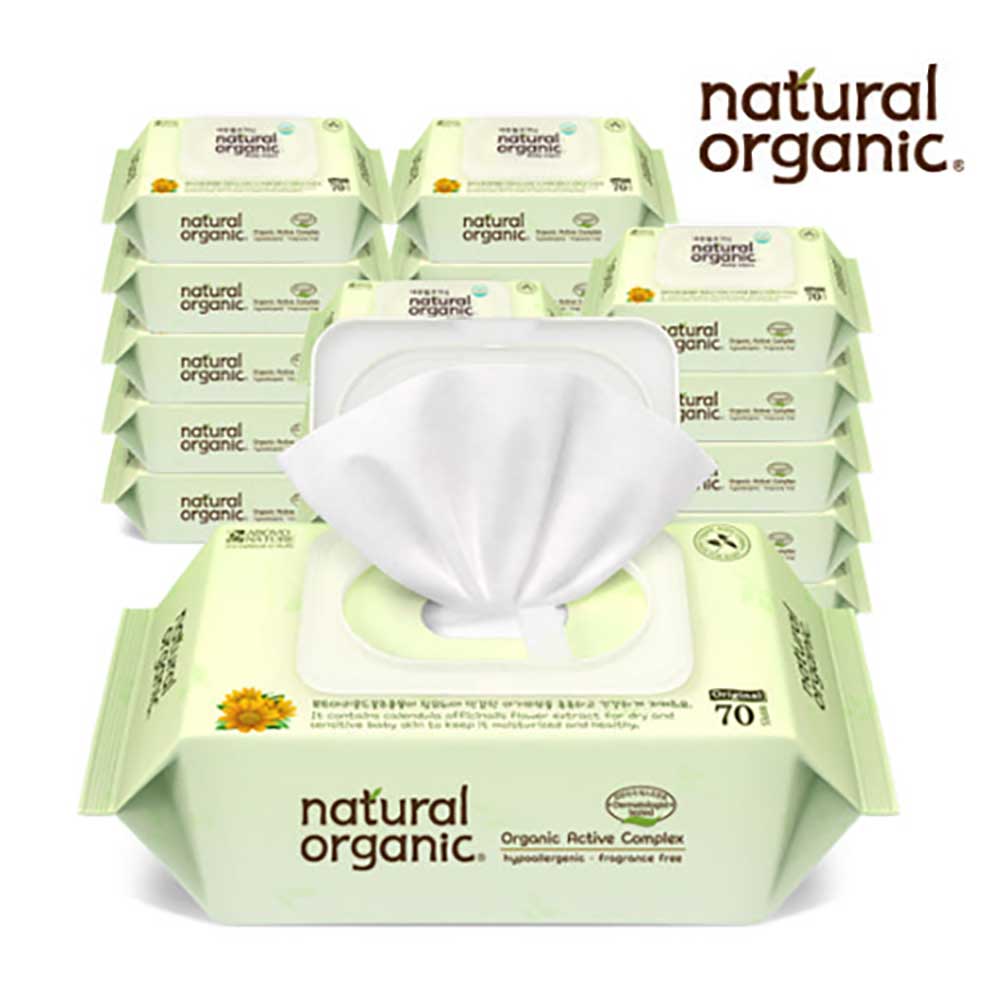 네츄럴오가닉 오리지널 플레인-캡형 아기물티슈 70매x20개