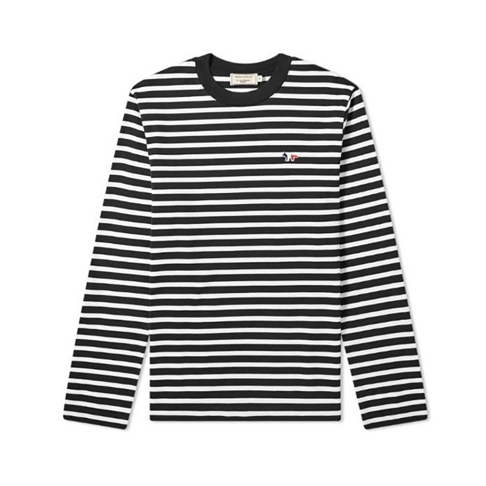 메종키츠네 남녀공용 마린 스트라이프 티셔츠 (블랙, 네이비 / S~XL)