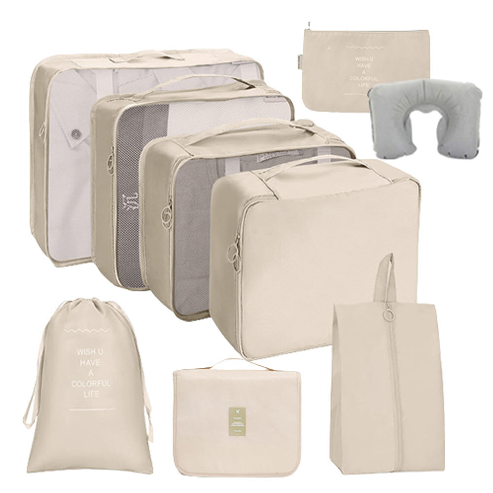 룩앳걸 고급형 캐리어정리 여행용 여행가방 파우치 10종세트 6color 생활방수 목베개포함