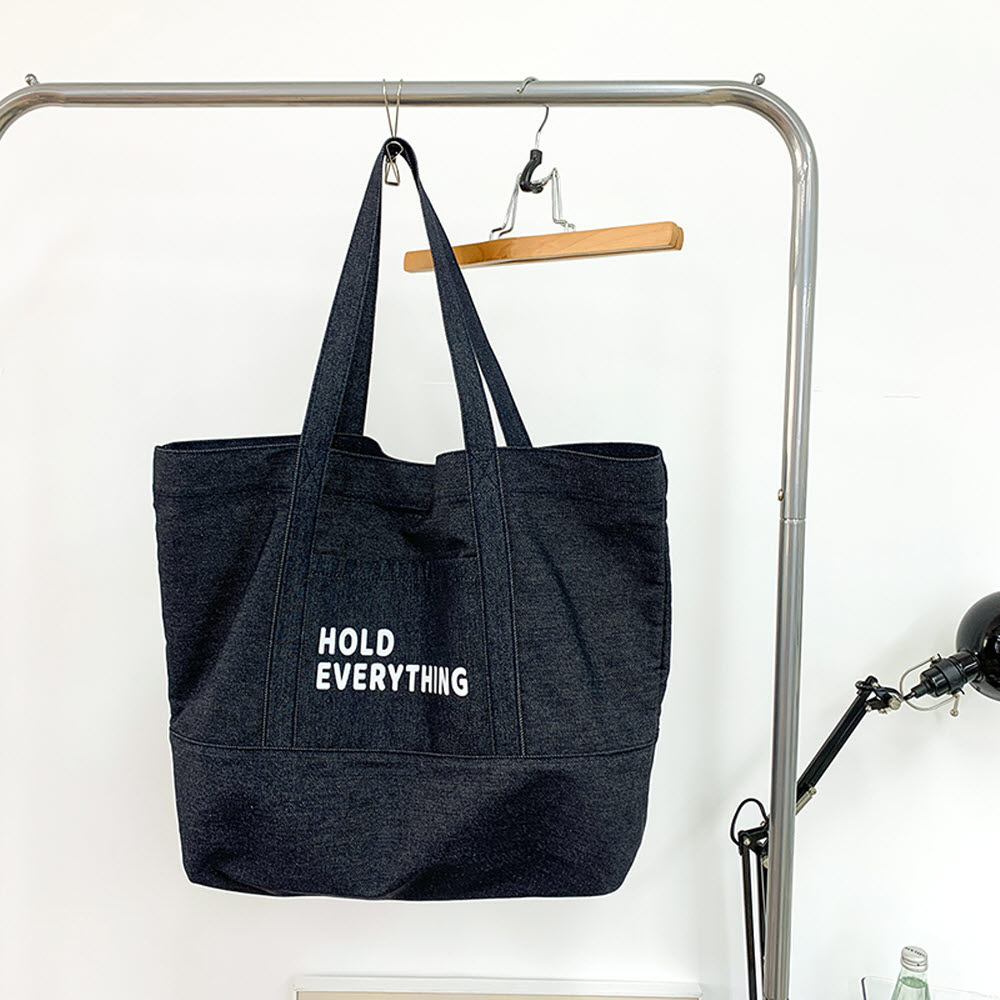 DYNN 빈티지 데님 숄더 토트 에코백 대용량 캐주얼 남녀공용 데일리 가방