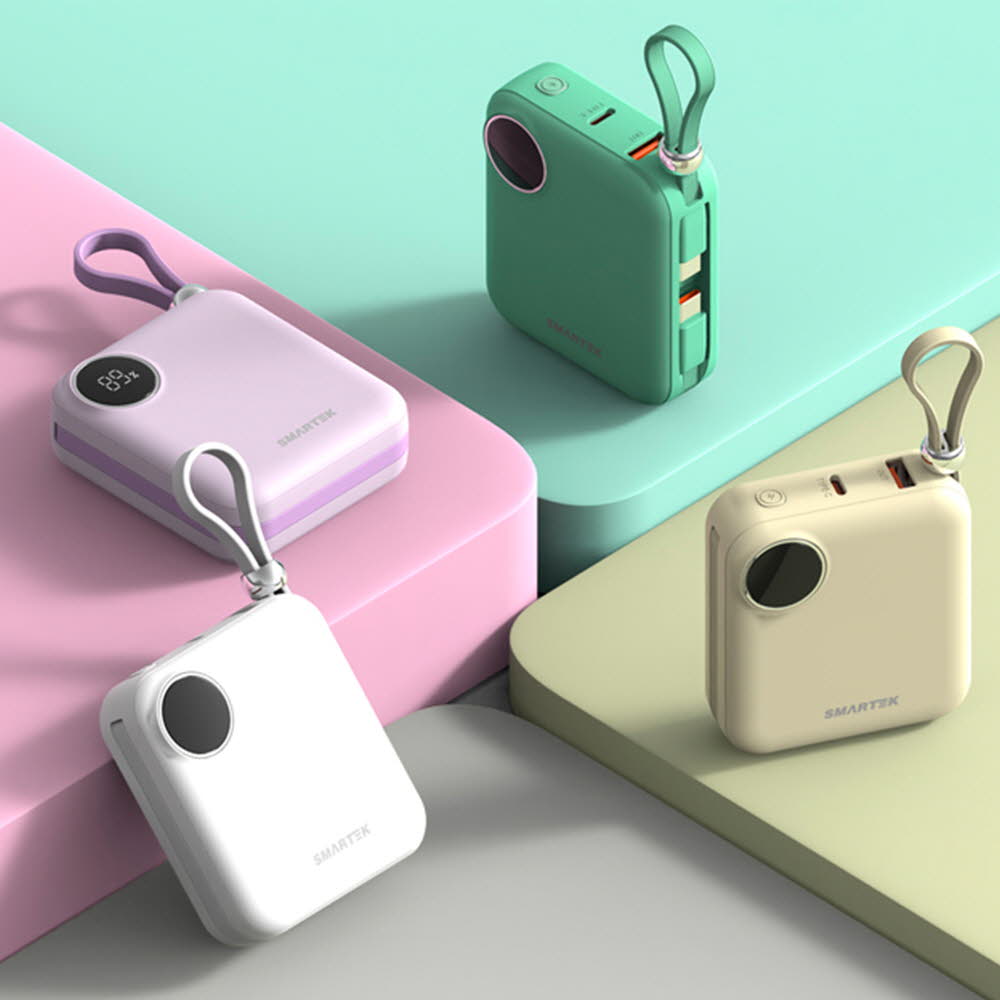 스마텍 케이블 일체형 10200mAh 초미니 보조배터리 STPB-FB1