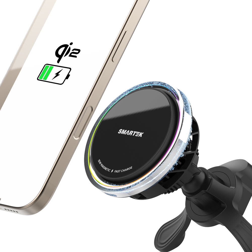 스마텍 15W 고속 충전 마그네틱 맥세이프 차량용 쿨링 충전 거치대 블랙 ST-CM4
