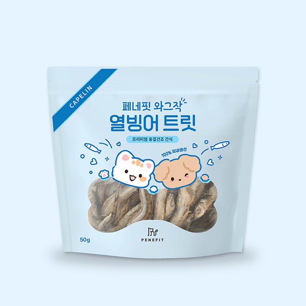 페네핏 와그작 열빙어트릿 50g/반려동물,동결건조,바삭한식감