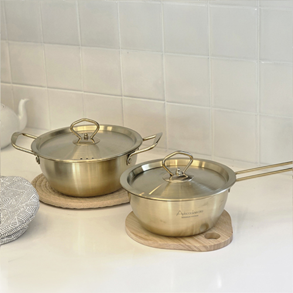 아비스 IH 티타늄코팅 스텐 2종D 세트 (편수18+양수18cm)