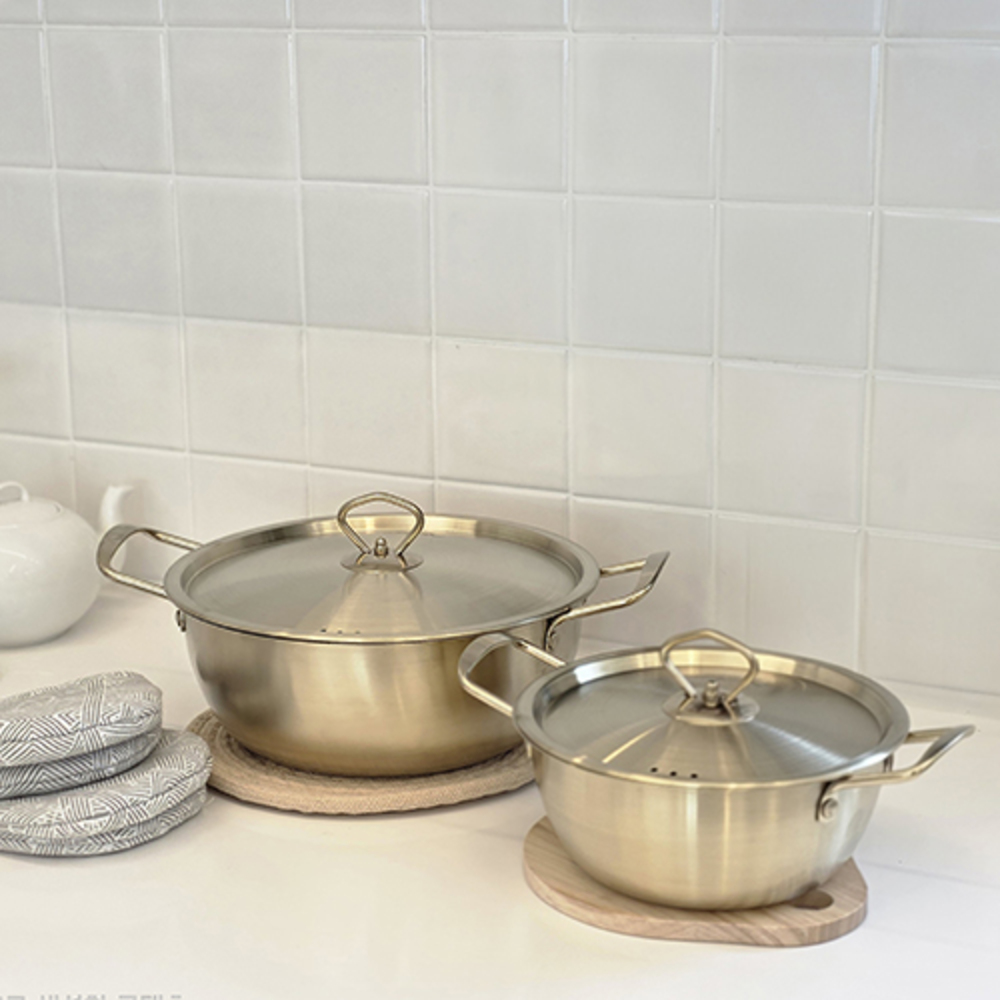 아비스 IH 티타늄코팅 스텐 2종H 세트 (양수20+전골24cm)