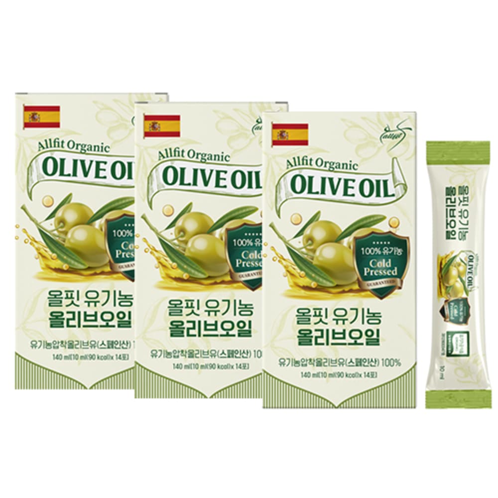 올핏 유기농 엑스트라버진 올리브오일 100% 스틱 올리브유 3박스 (14포X 3박스)