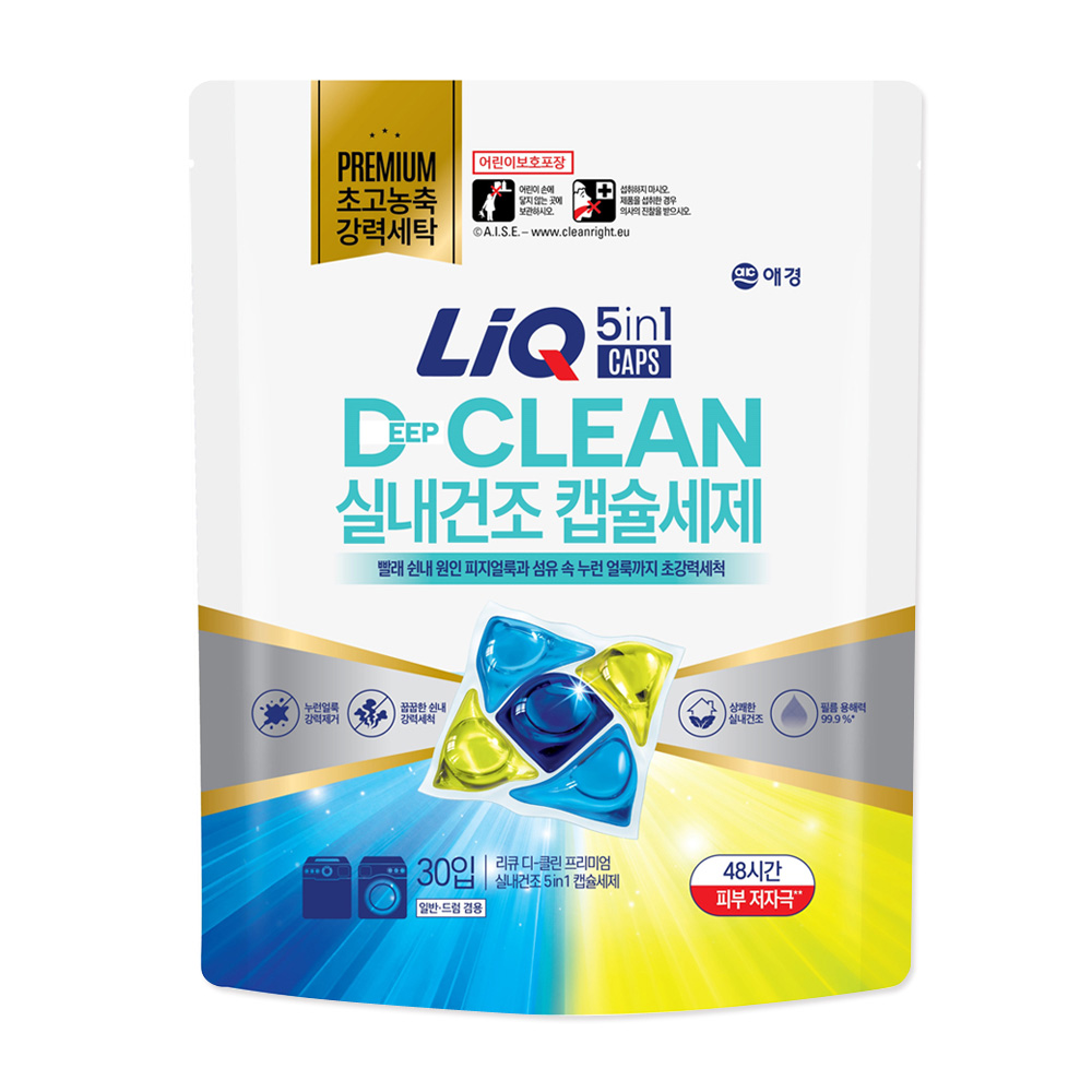 [애경] 리큐 디클린 실내건조 5in1 캡슐세제 30개입 x 1개