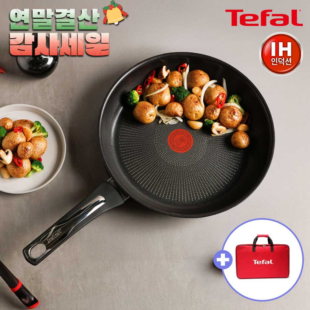 [12월한정특가] [테팔] 프리미엄 인덕션 써모퓨전 스텐 프라이팬 28cm+[사은품] 테팔멀티백