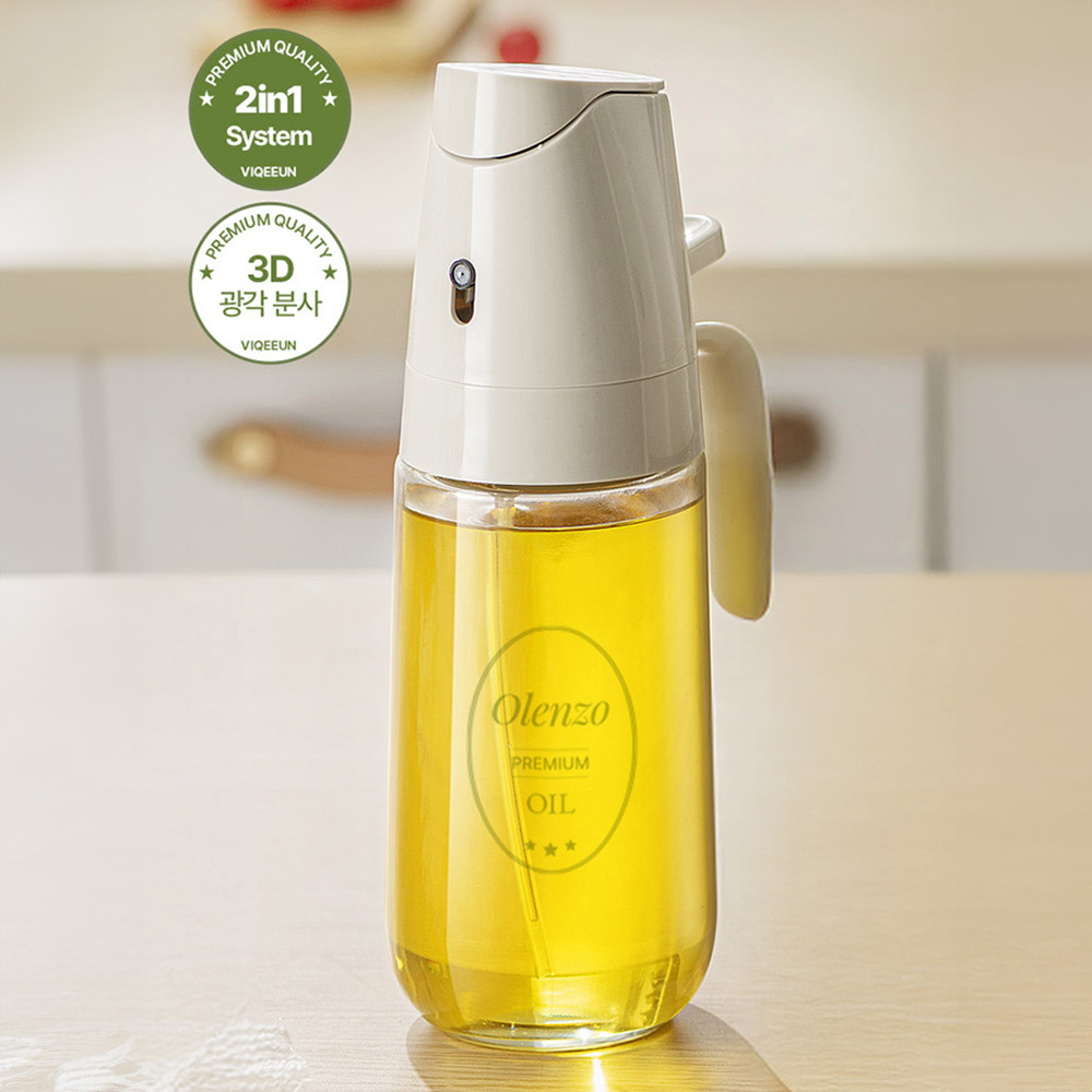 [1+1] 바이퀸 2way 오일 디스펜서 스프레이 500ml 기름 유리 병 분무기 용기