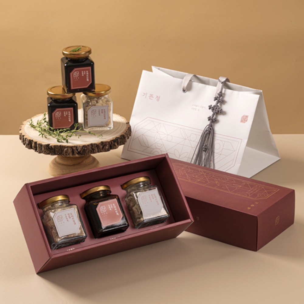 [백화점판매상품] 기뜬정 한입 도라지정과 2병+도라지진액 1병 선물세트