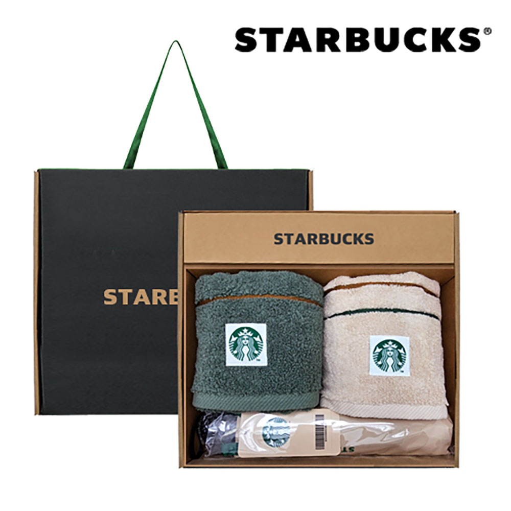 [스타벅스] 사이렌 버라이어티 타월 2p+아이보리 3단 자동우산(타월 색상랜덤)