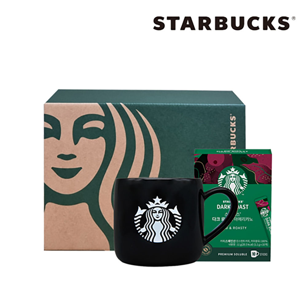 [스타벅스] 블랙 사이렌 머그 355ml+프리미엄커피10입 쇼핑백포함
