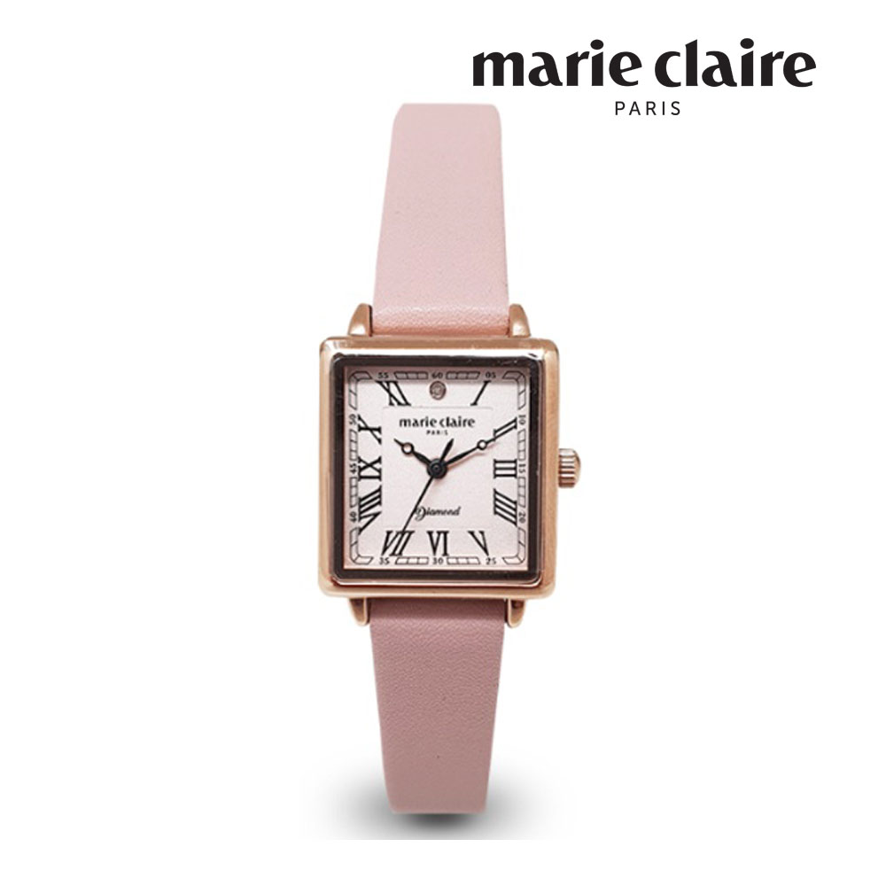 [마리끌레르] 손목시계 여성용 다이아몬드라인 가죽밴드 MCLA003 LPK