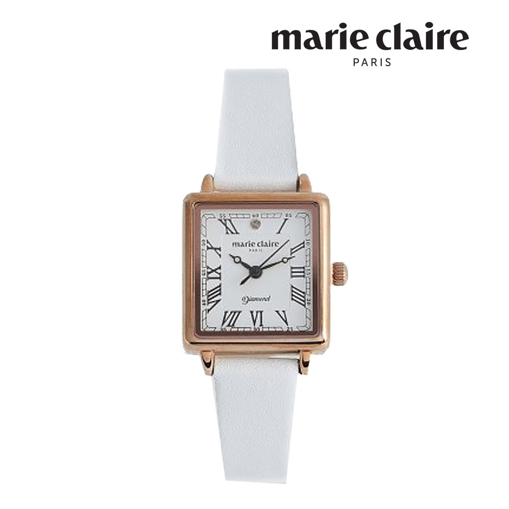 [마리끌레르] 손목시계 여성용 다이아몬드라인 가죽밴드 MCLA003 LWH