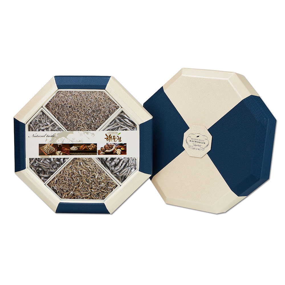 [해울림] 멸치세트 팔각한지함 1호/세멸(볶음용멸치) 190g / 소멸(볶음용멸치) 180g / 중멸(조림용멸치) 170g / 대멸(국물용멸치) 160g