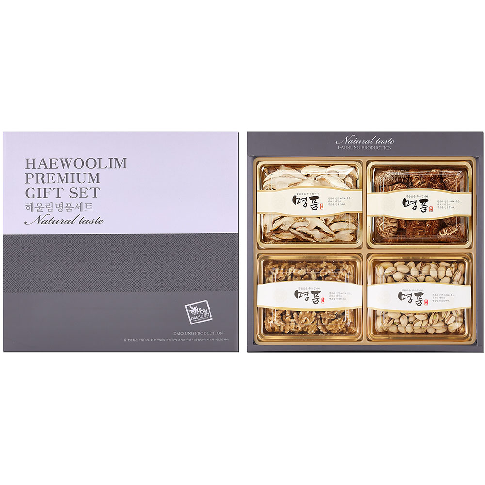 [해울림] 특별한 버섯 선물세트 2호/표고슬라이스 35g / 화고 40g / 호 두 200g / 피스타치오 230g