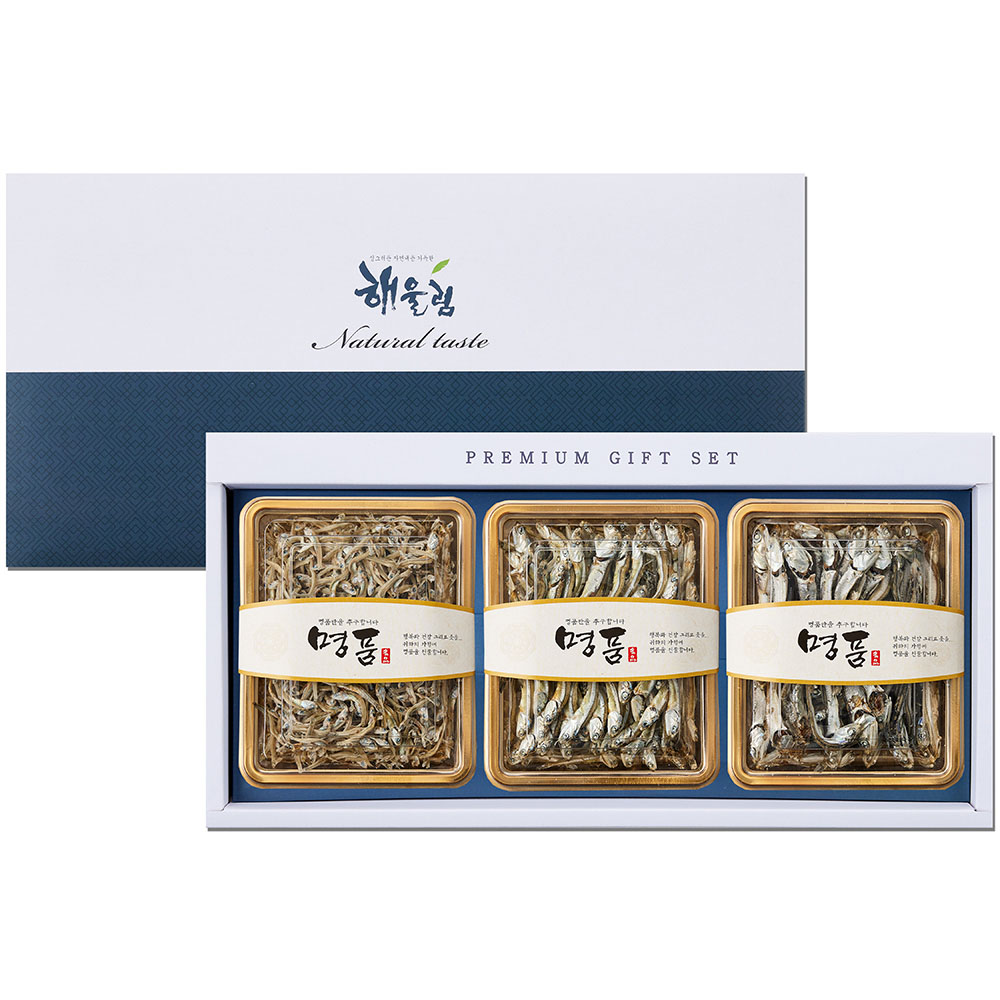 [해울림] 행복한 멸치 선물세트 4호/소멸(볶음용멸치) 120g / 중멸(조림용멸치) 110g / 대멸(국물용멸치) 100g