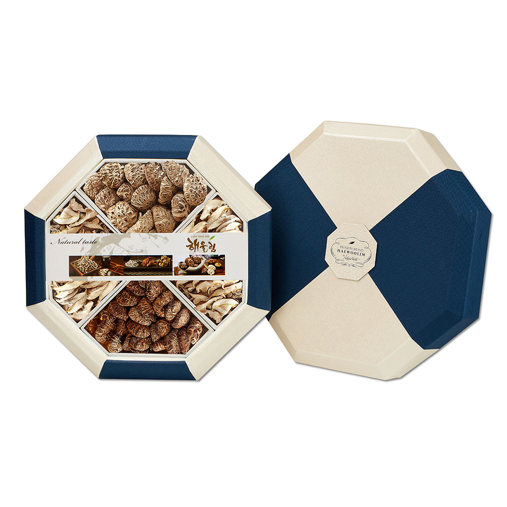 [해울림] 버섯세트 팔각한지함 2호/표고슬라이스 70g x 2ea / 화고 85g / 백화고 110g