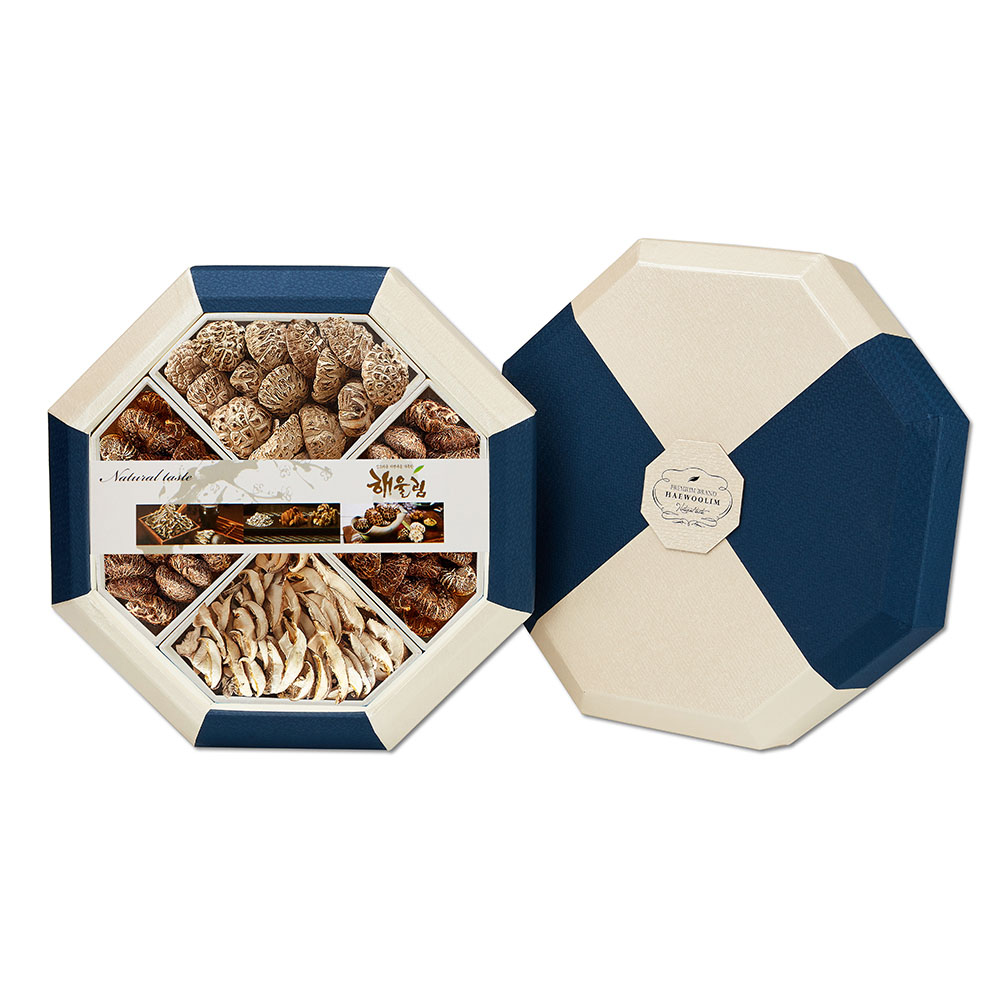 [해울림] 버섯세트 팔각한지함 3호/표고슬라이스 70g / 화고 85g x 2ea / 백화고 110g