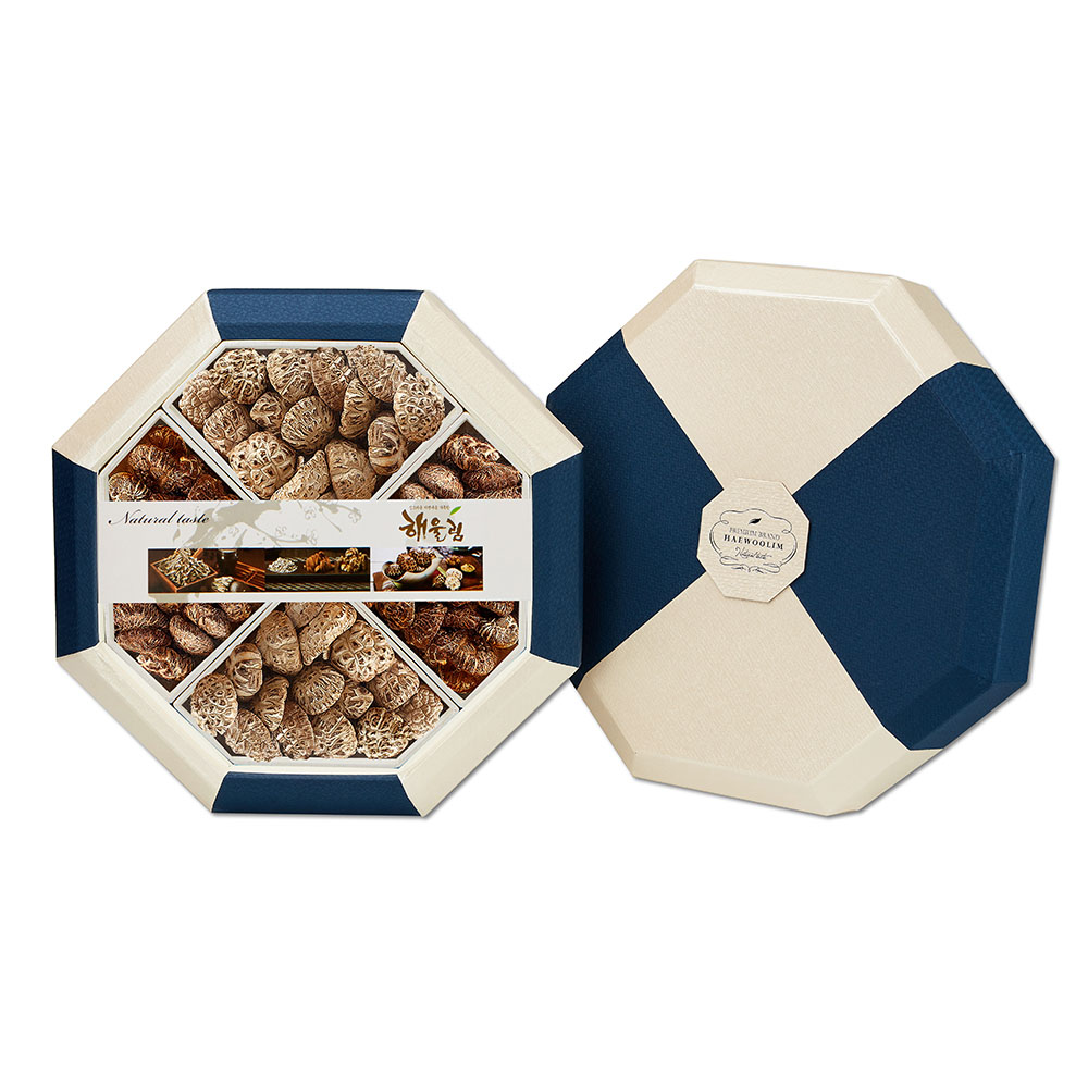 [해울림] 버섯세트 팔각한지함 5호/화고 85g x 2ea / 백화고 110g x 2ea