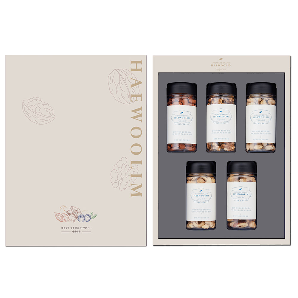 [해울림] 나눔 견과 선물세트 7호/아몬드 200g / 호두 110g / 브라질너트 200g / 구운캐슈넛 200g / 피스타치오 170g