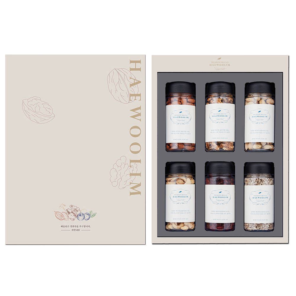 [해울림] 나눔 견과 선물세트 8호/아몬드 200g / 호두 110g / 해바라기씨 200g / 크랜베리 180g / 피스타치오 170g / 구운캐슈넛 200g