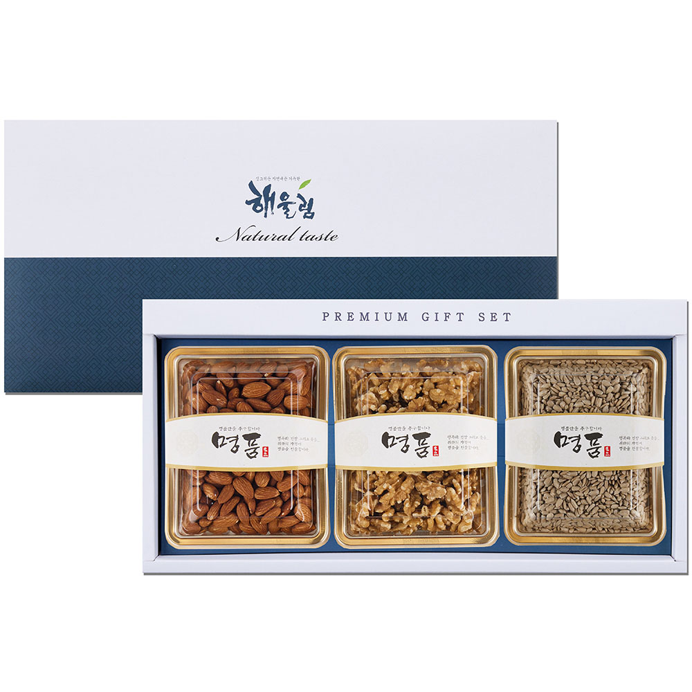 [해울림] 행복한 견과 선물세트 3호/아몬드 300g / 호두 200g / 해바라기씨 300g