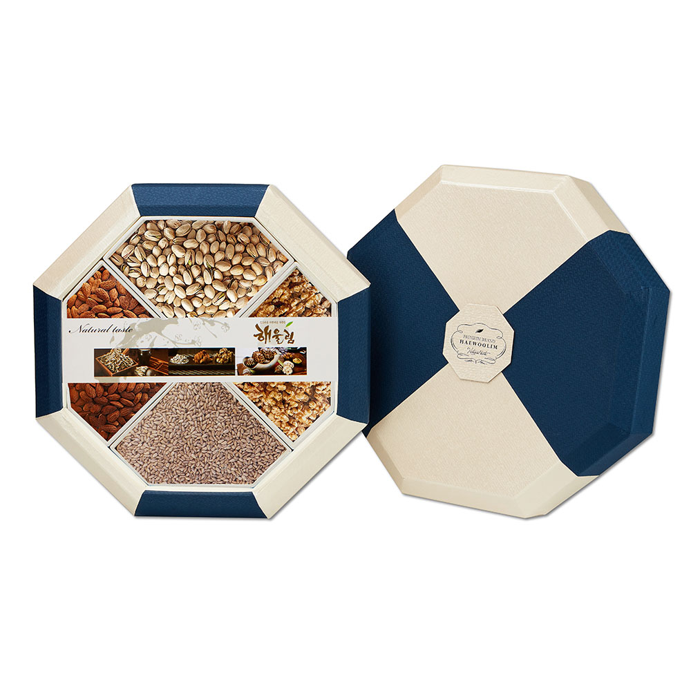 [해울림] 견과세트 팔각한지함 1호/아몬드 420g / 호두 280g / 해바라기씨 420g / 피스타치오 350g
