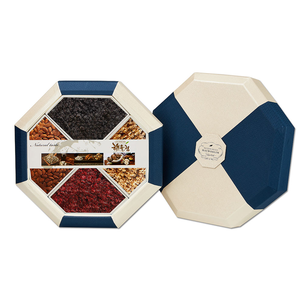 [해울림] 견과세트 팔각한지함 2호/아몬드 420g / 호두 280g / 블루베리 450g / 크랜베리 450g