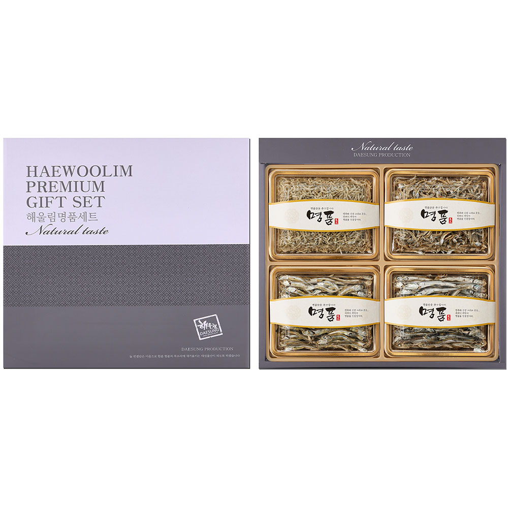 [해울림] 특별한 멸치 선물세트 1호/세멸(볶음용멸치) 140g / 소멸(볶음용멸치) 120g / 중멸(조림용멸치) 110g / 대멸(국물용멸치) 100g
