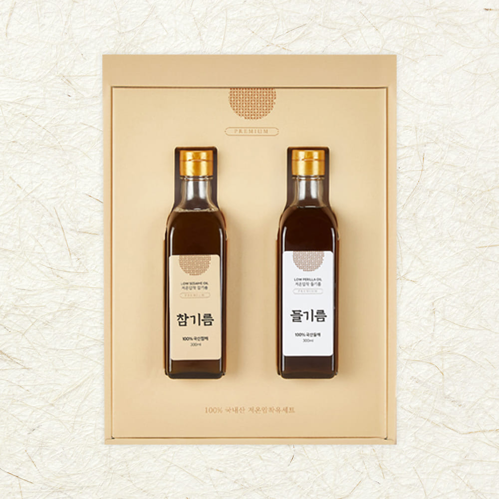 [기품맛담] 국산참기름300ml+국산생들기름300ml 선물세트