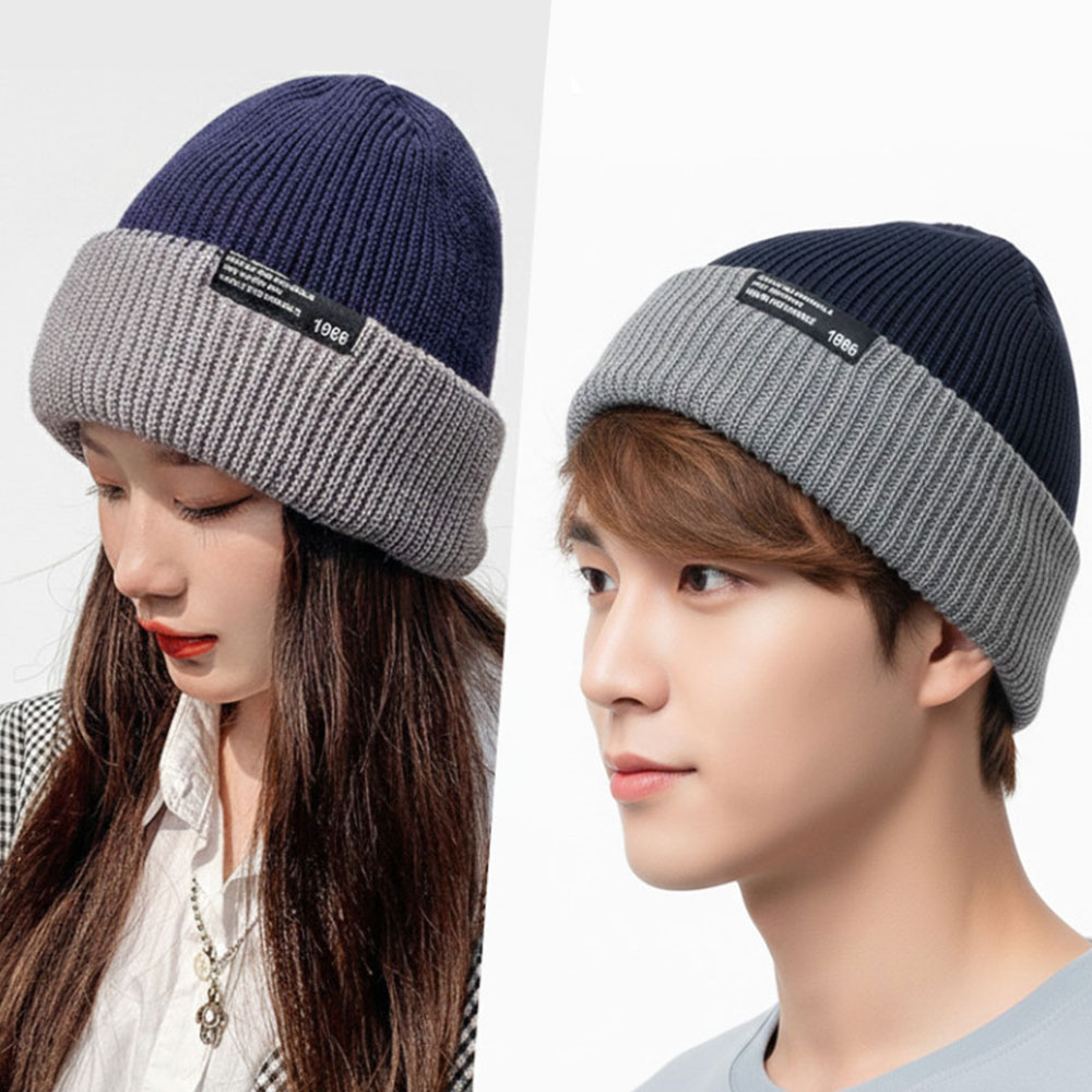 1+1 양면 투톤 방한 보온 니트 비니 겨울모자(남녀공용)