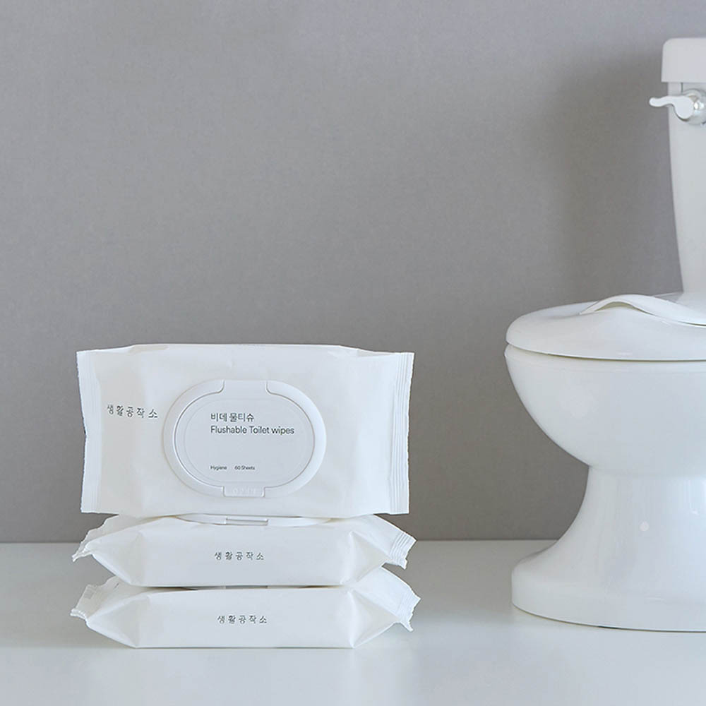 [생활공작소] 물에 잘 녹는 비데 물티슈 베이직 60매 X 5개
