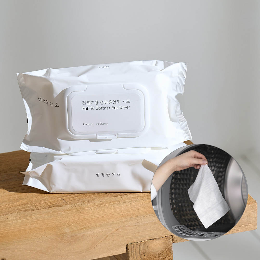 [생활공작소] 건조기용 섬유유연제 시트 80매 라벤더향 x 2개