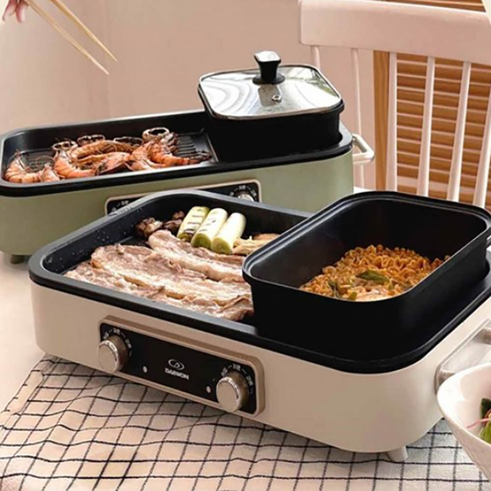 [대원] 2in1 분리형 반반 멀티그릴 (아이보리 DW-WTG101/카키 DW-WTG103, 택1) + 전골냄비 SET