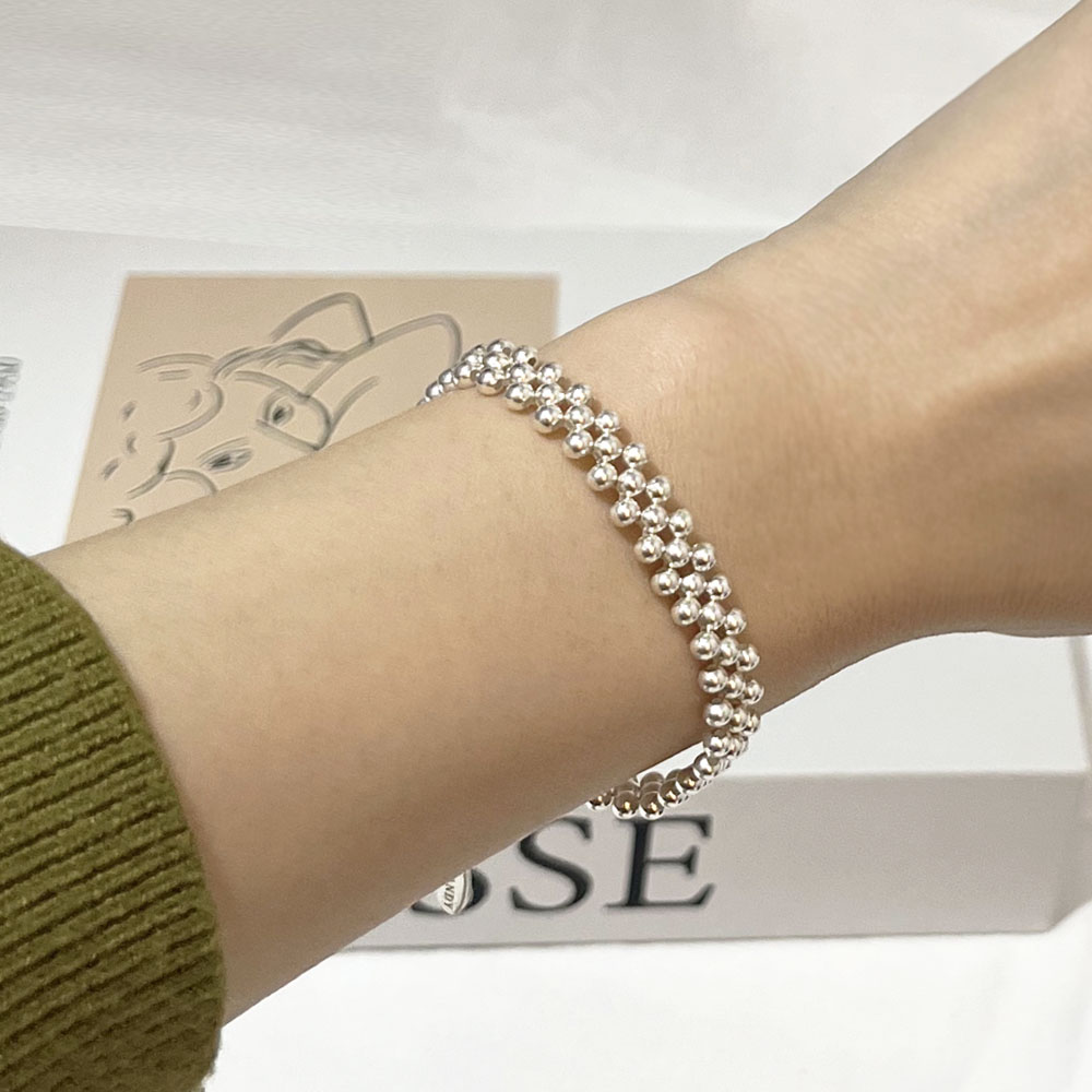 [TANDY] 탠디 실버925 3줄 볼륨 구슬 은팔찌 TDB508