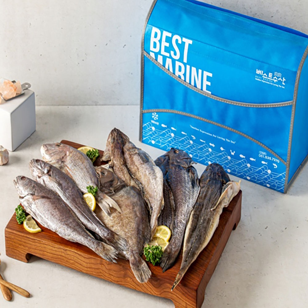 [골드샤인] 반건조 생선 제수용 명절 실속 선물 7미세트 (양태 1+민어1+참돔 1+대구 1+참가자미 1+통치민어2)