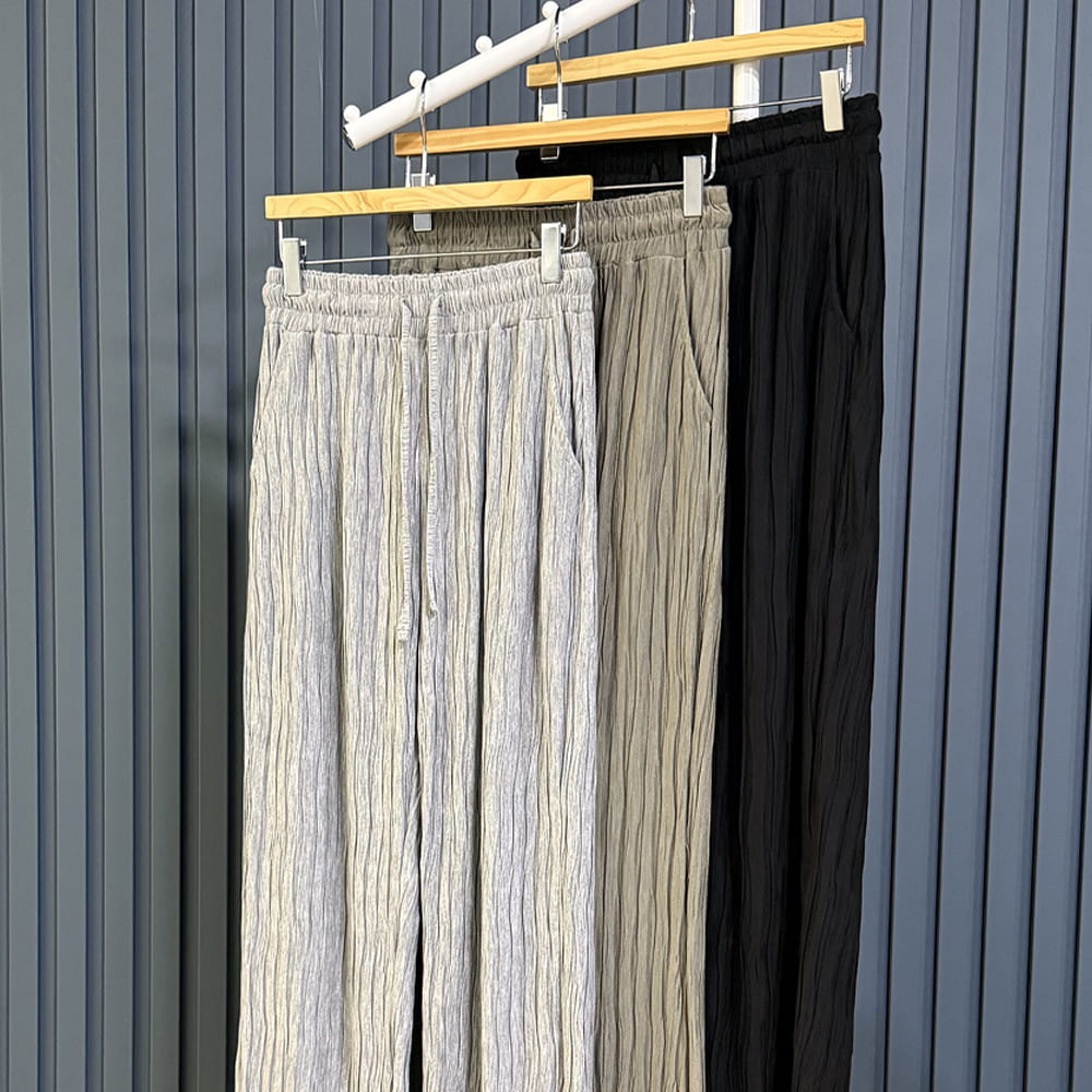 더룩 플리츠 와이드 팬츠