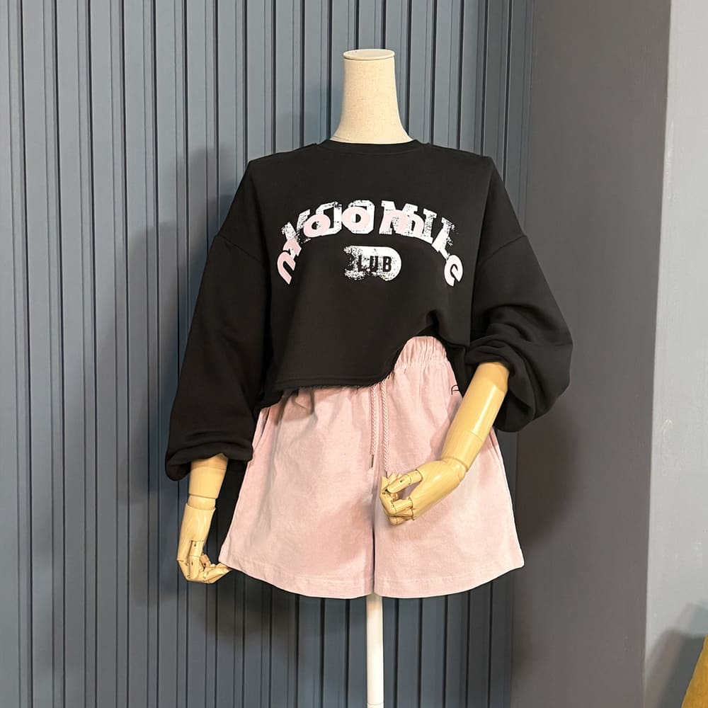 더룩 크롭 맨투맨