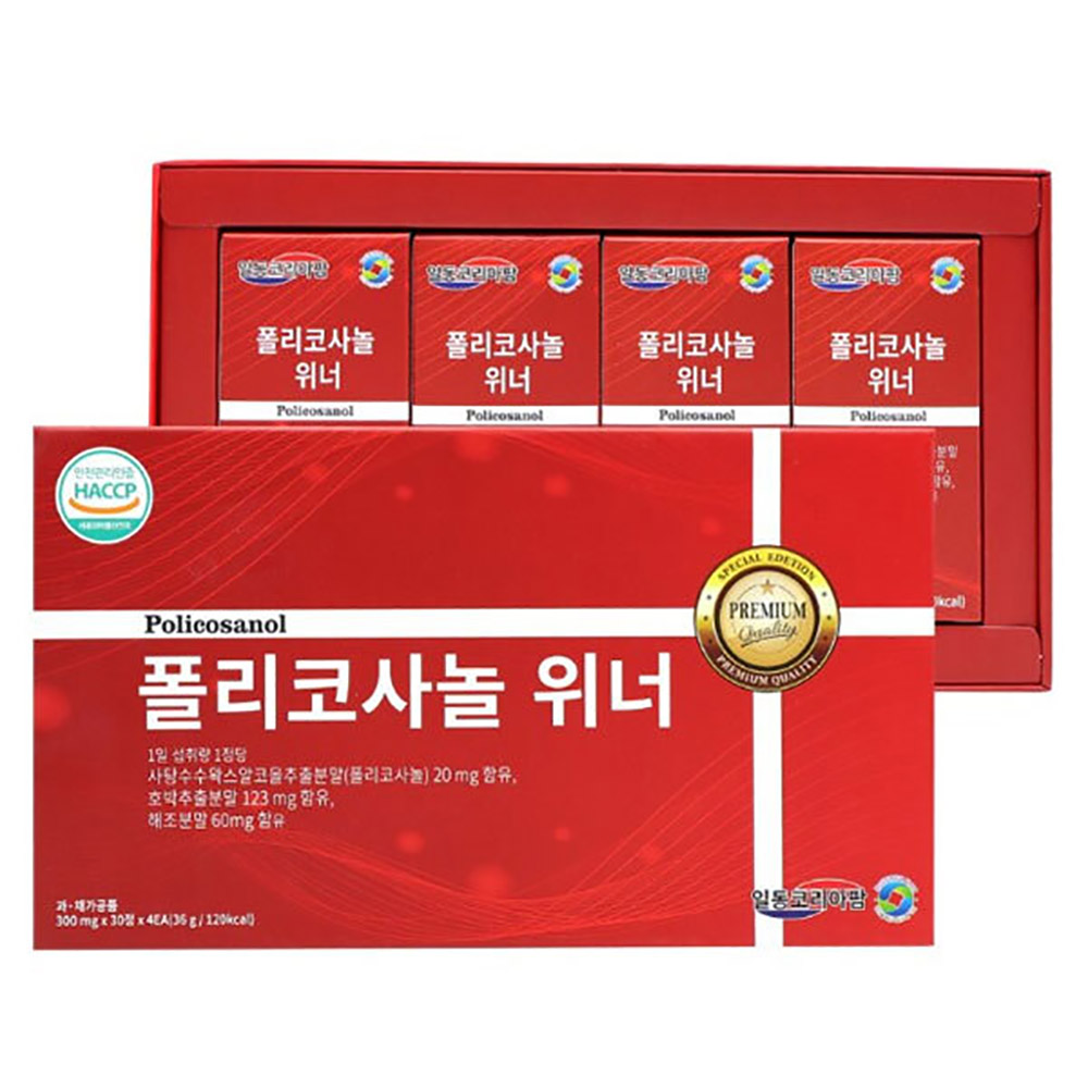 [일동코리아팜] 폴리코사놀 위너 300mg x 30정 x 4개입