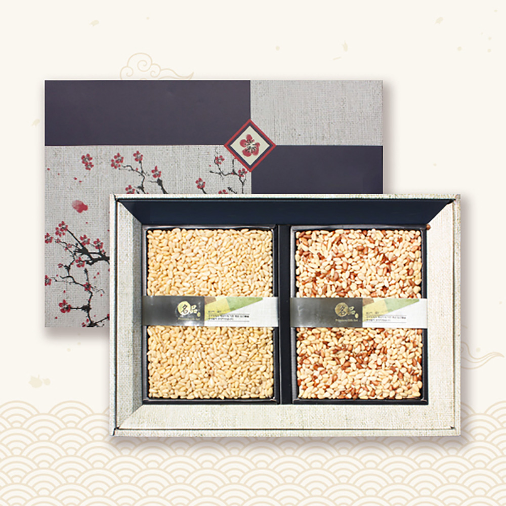 [브라이트데이] 사각 국내산 견과 선물세트(황잣200g + 백잣200g) 26s_ie_07