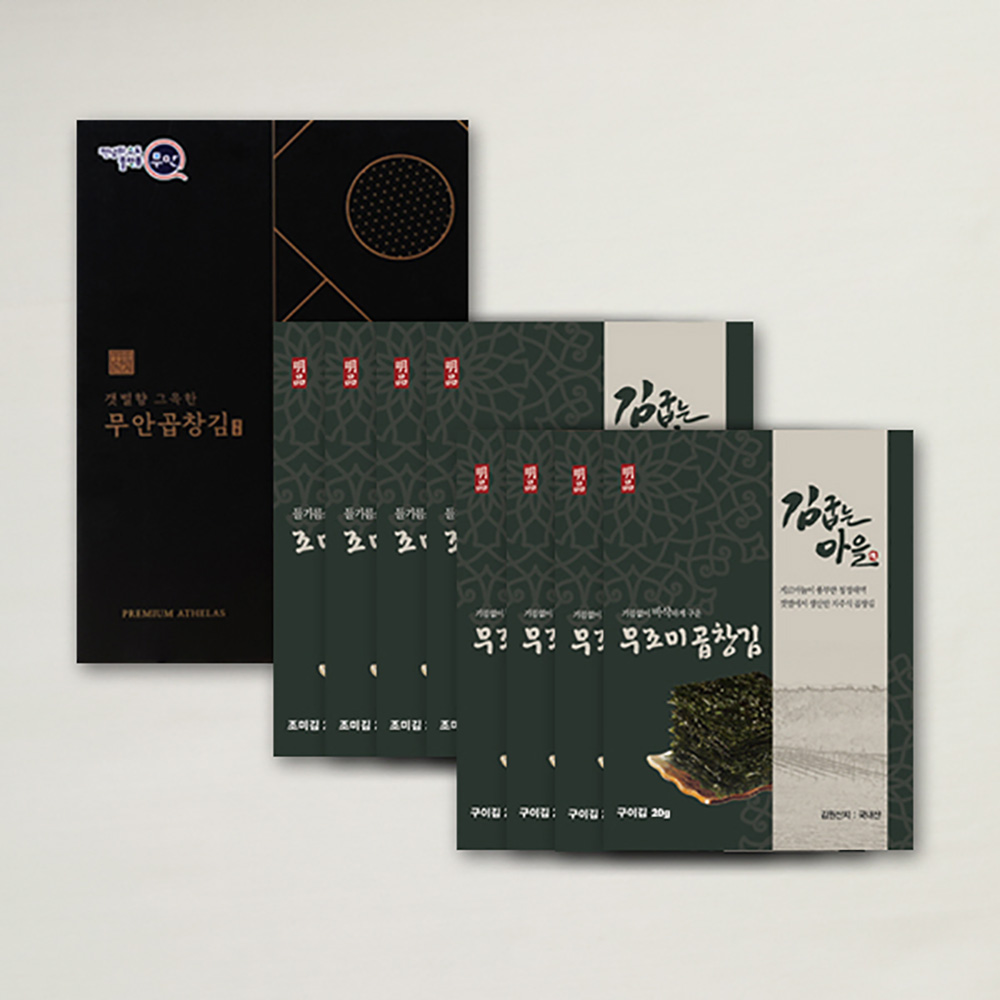 [브라이트데이] 김굽는마을 곱창김 선물세트(무조미곱창김 20g x 4봉 + 조미곱창김 24g x 4봉) dp_gm_A09