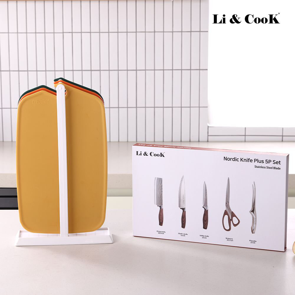 [리앤쿡] 솔리드 TPU 항균99.9 도마 4종+노르딕 나이프플러스 5종