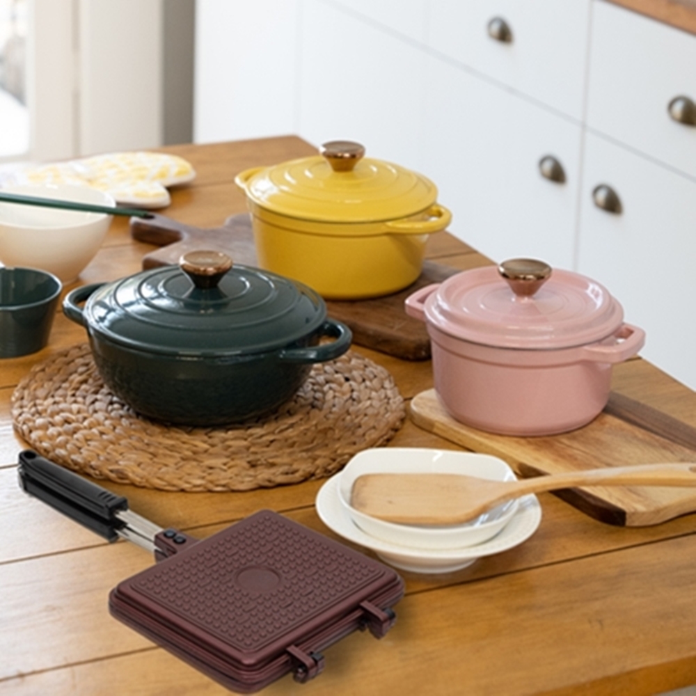 아비스 라르떼 IH 펄(Pearl) 무쇠주물냄비,웍,와플팬 4종 18+20+22cm(웍)+와플팬